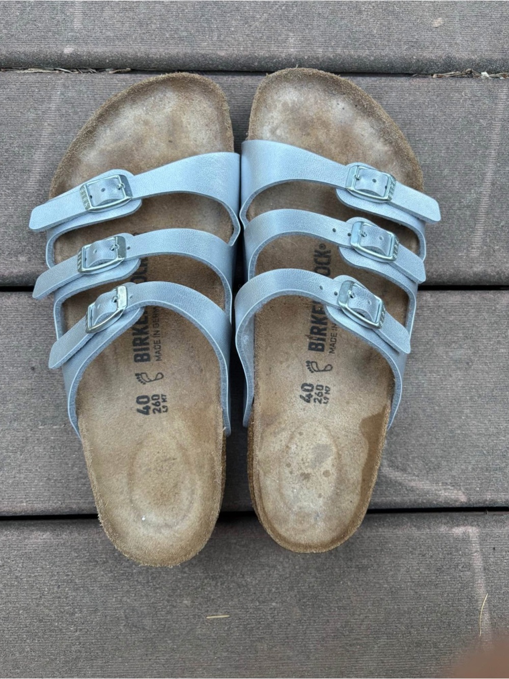 Birkenstock Florida Style Silver Sandals Size 40